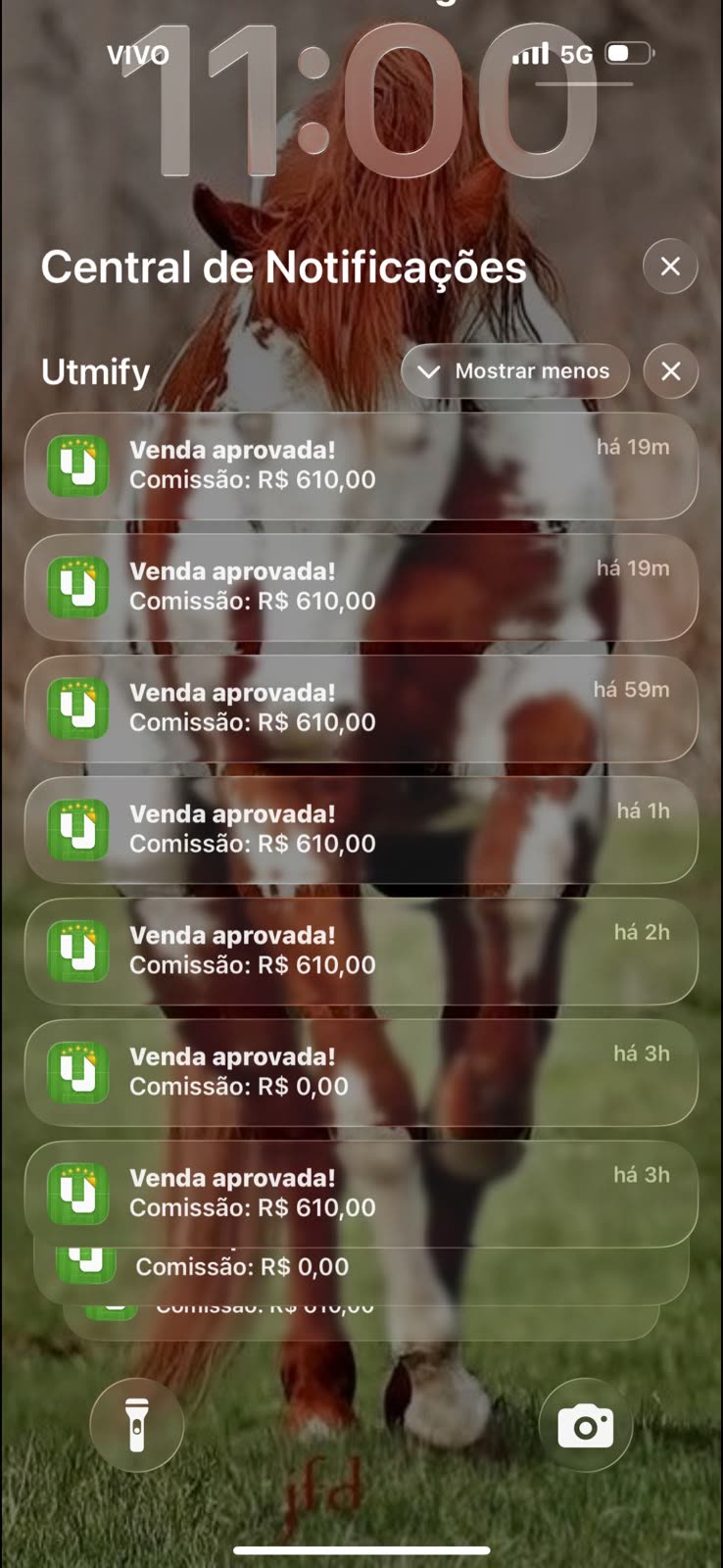 Notificações de venda aprovada